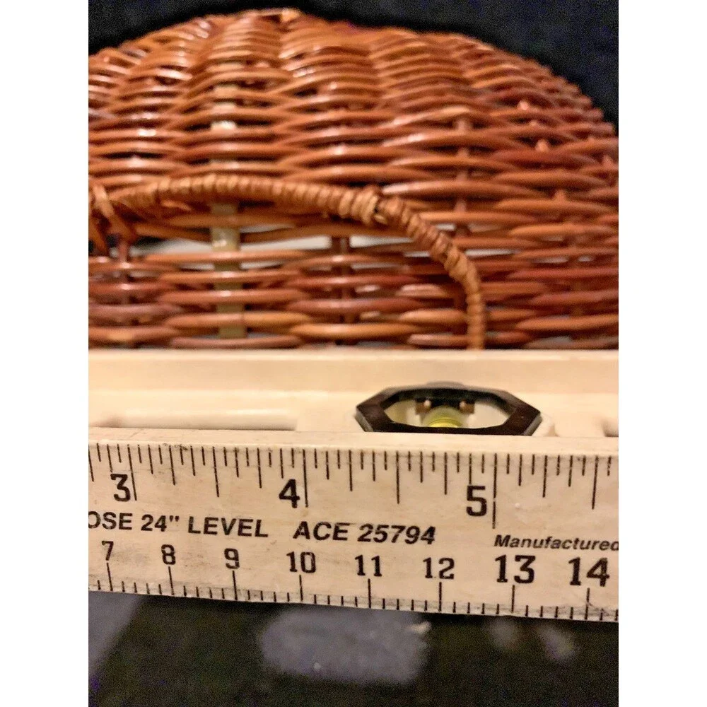 VTG Handwoven Reed Melon Basket, Half God’s Eye, Oval Egg Gathering Cottagecore